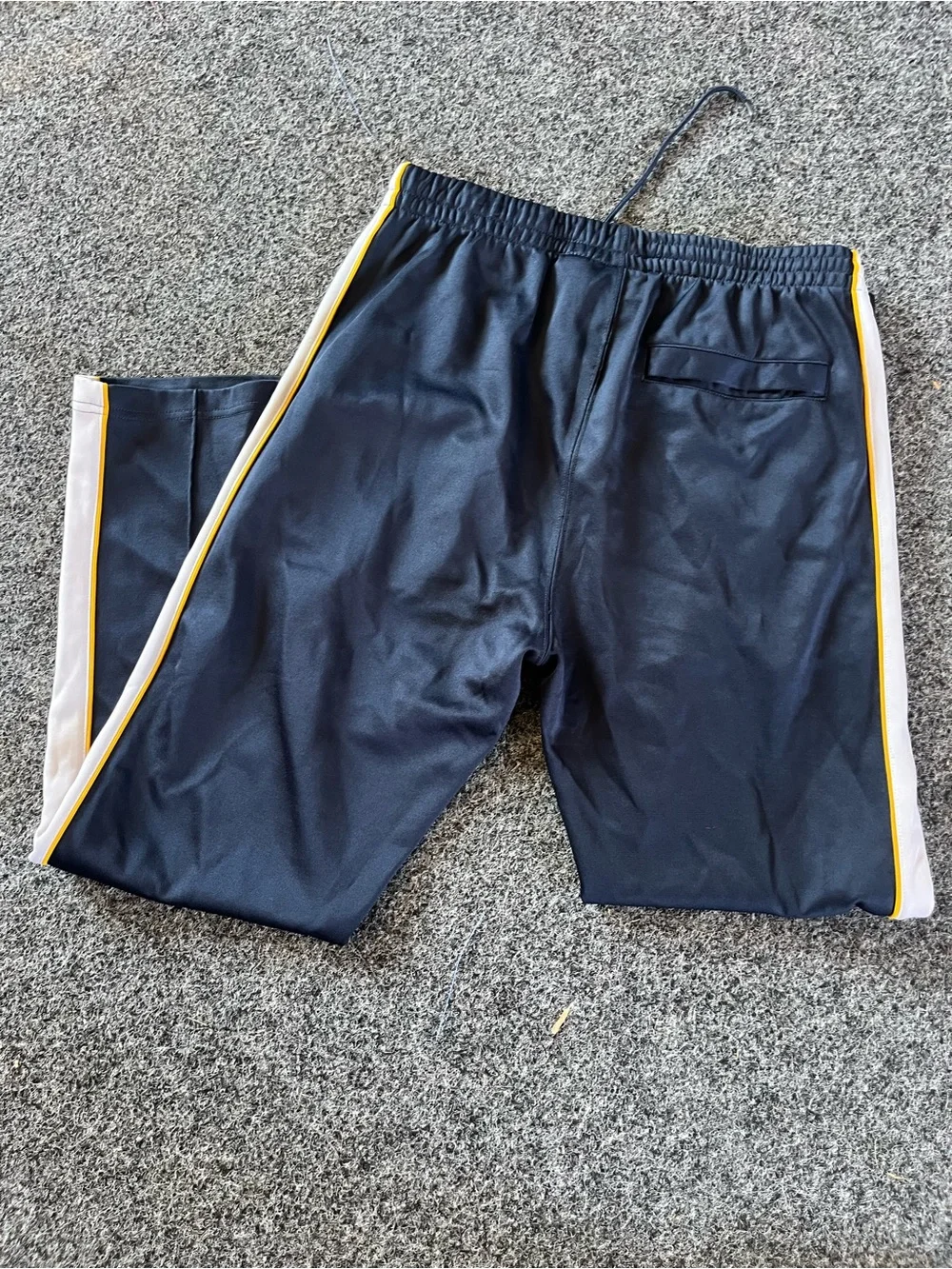 Converse Navy Athletic Pants with White Side Panels and Yellow Piping